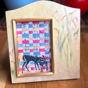 I Doe Love You Deer Framed Hand Woven Paper Vintage Children’s Collage Book Art